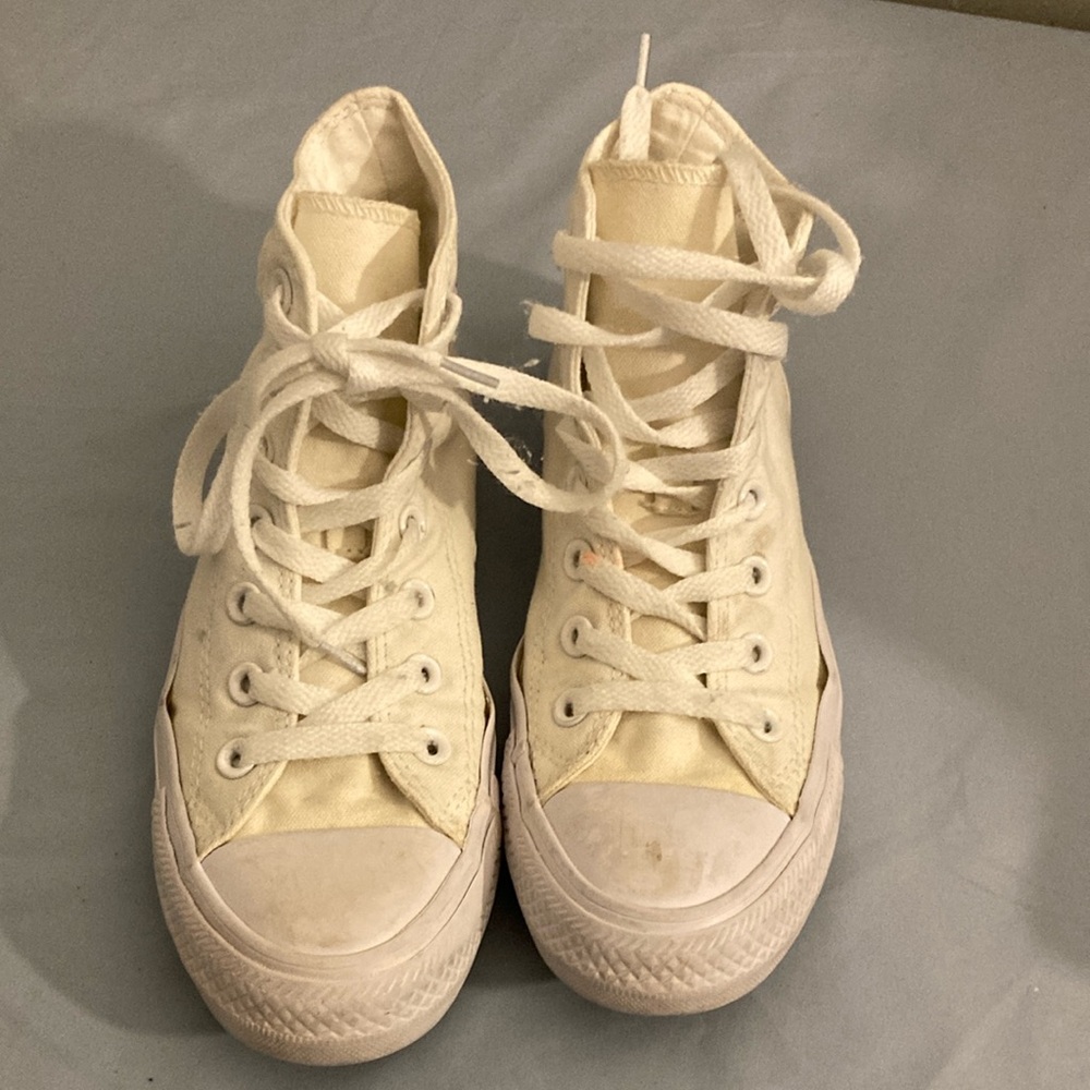 Converse Cream High-Top Sneakers with Canvas Upper